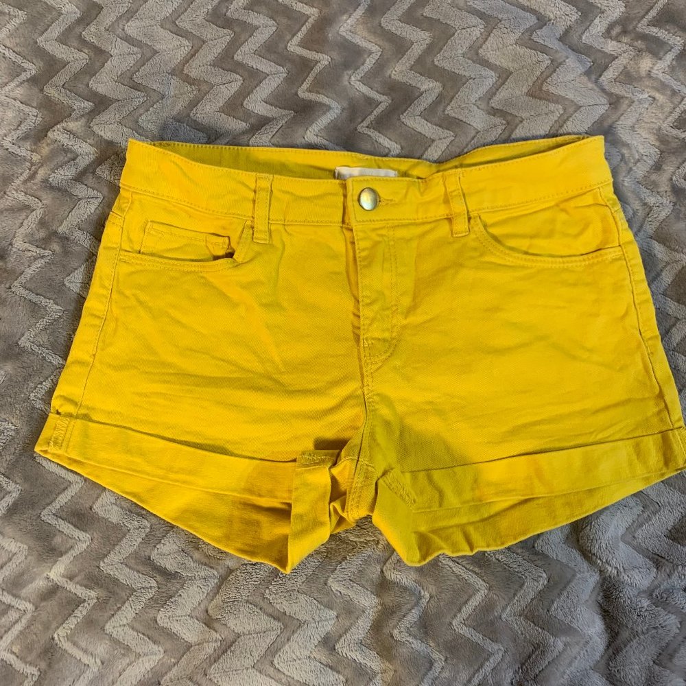 H&M Yellow Cuffed Shorts